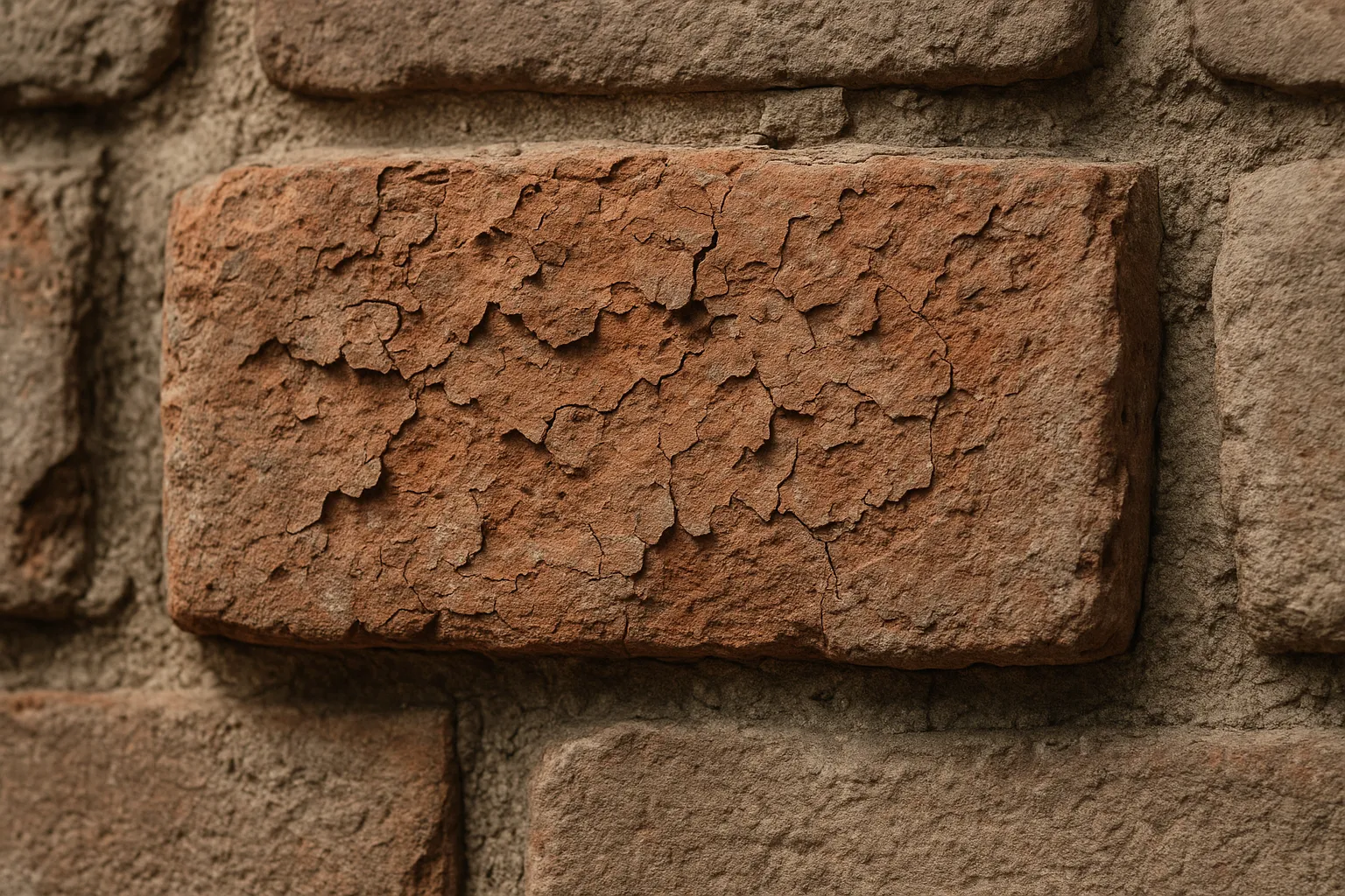 Brique gelive qui s effrite sur un mur ancien