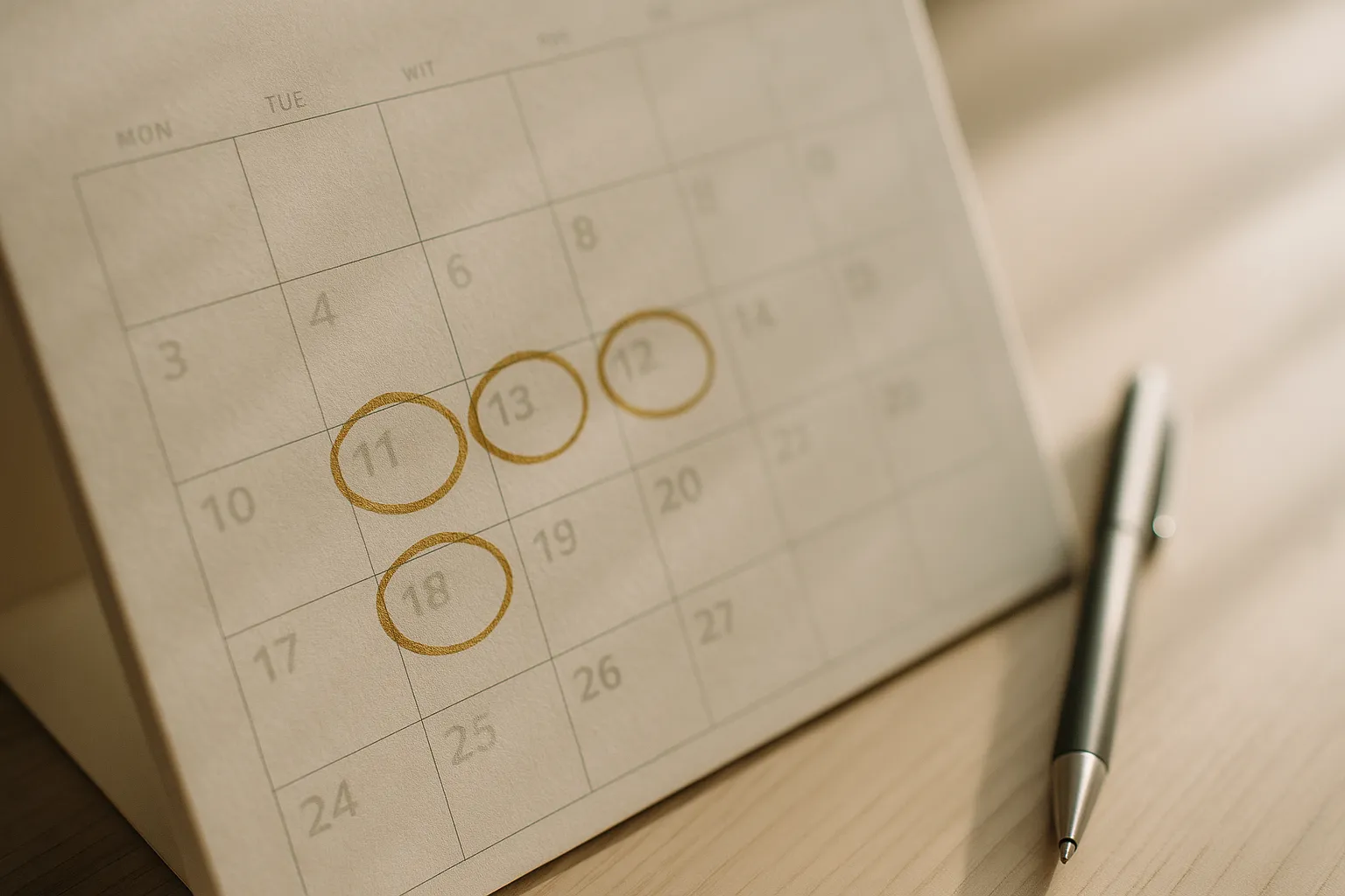 Calendrier avec jours entoures symbolisant un delai
