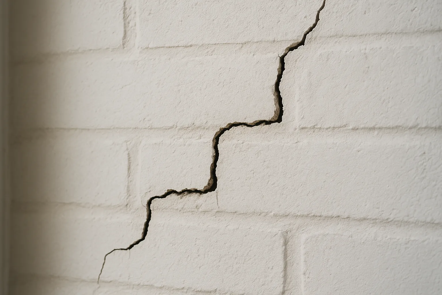 Fissure en escalier sur un mur intérieur