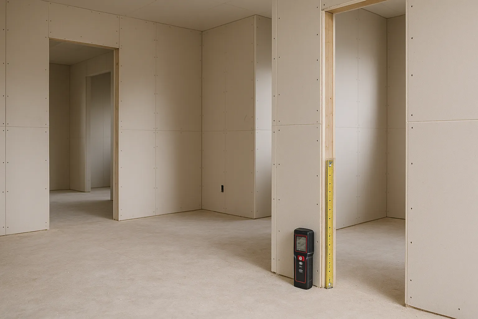 Contrôle des hauteurs sous plafond et des passages sur un chantier de maison CCMI dans le Nord 59