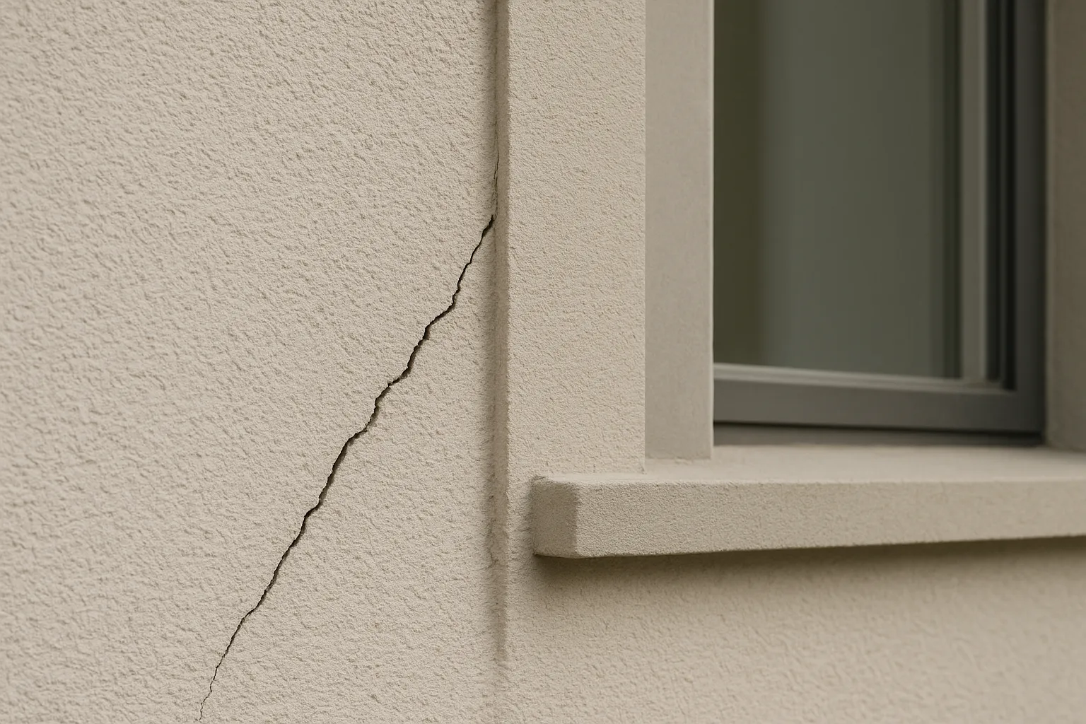 Fine fissure partant de l angle d une fenetre sur une facade