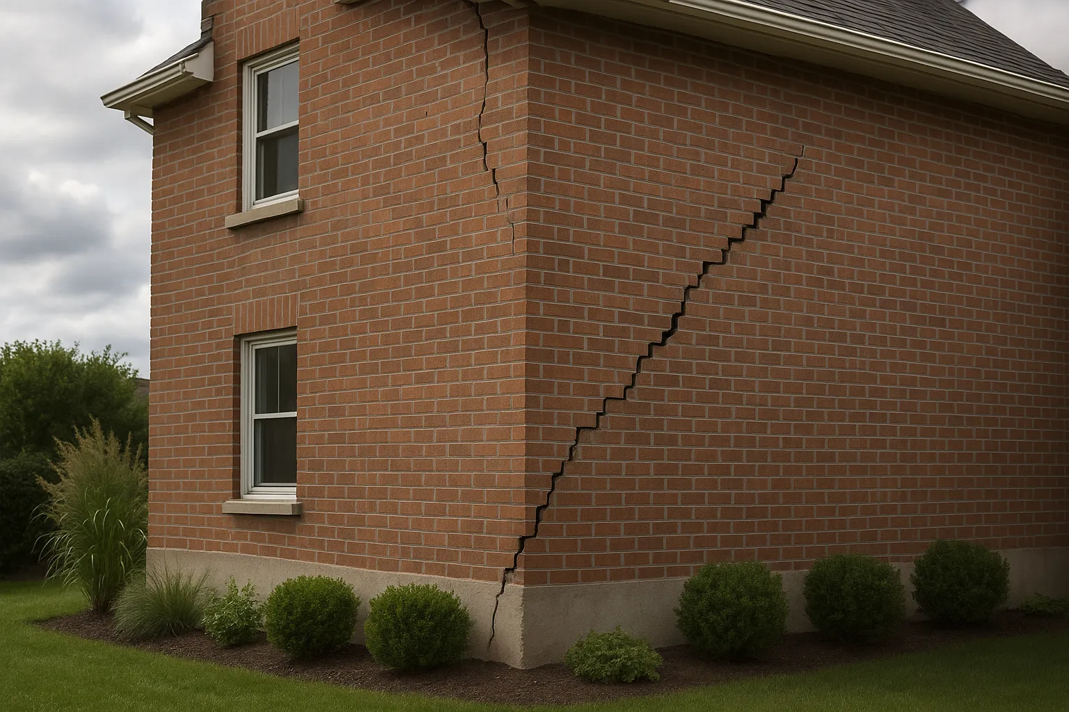 Fissure en escalier a l angle d une maison en briques
