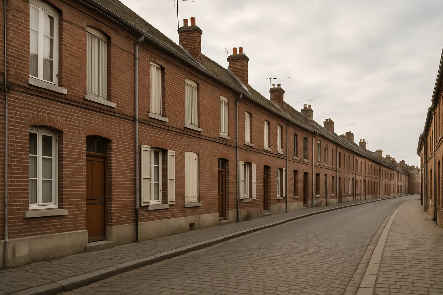 Maisons mitoyennes en briques typiques du Nord