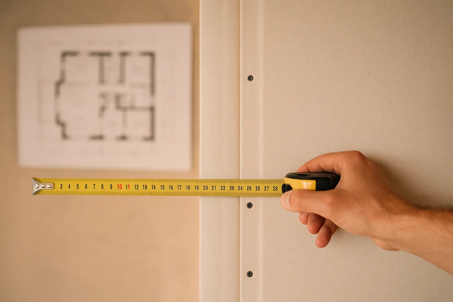 Mesure des surfaces a la visite des cloisons avec les plans de vente