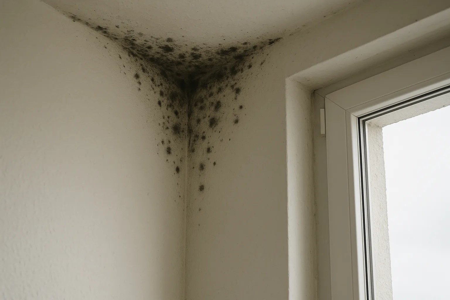 Moisissures noires dans l angle d un mur froid