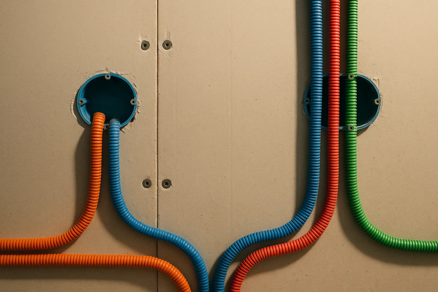 Reseaux electriques apparents verifies avant la fermeture des doublages