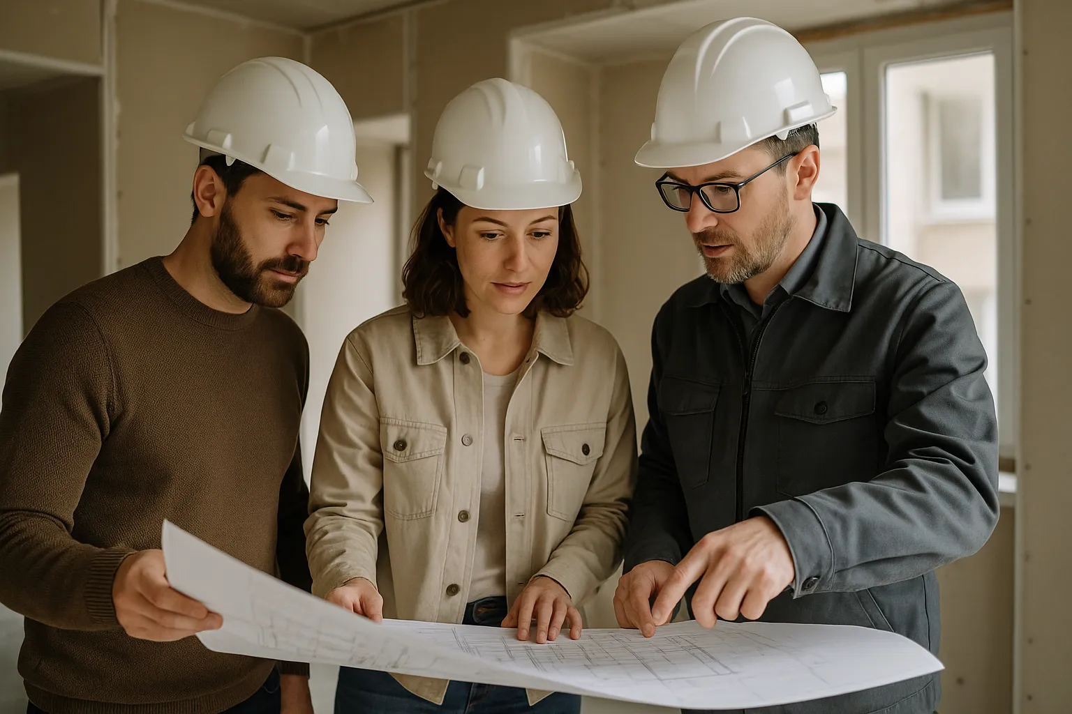 Verification des travaux modificatifs sur plans lors de la visite des cloisons